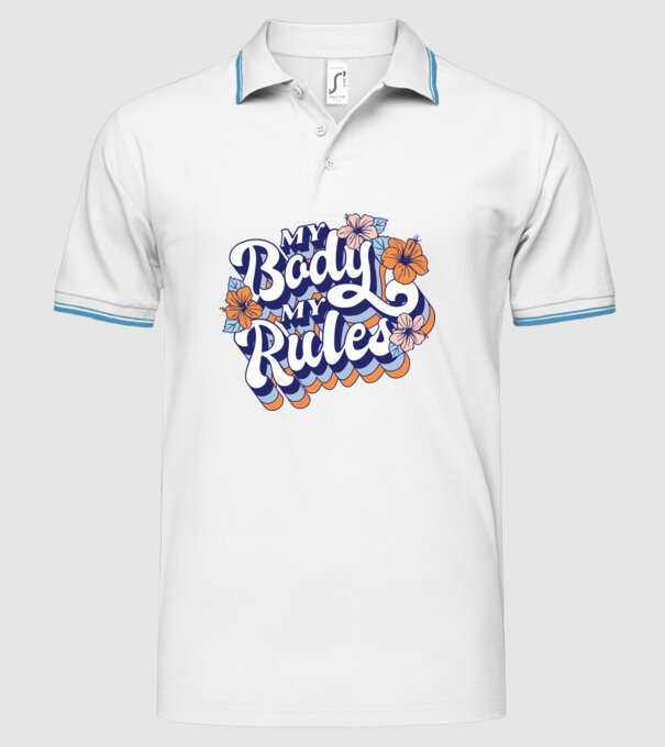 My Body My Rules model alb pe tricou
