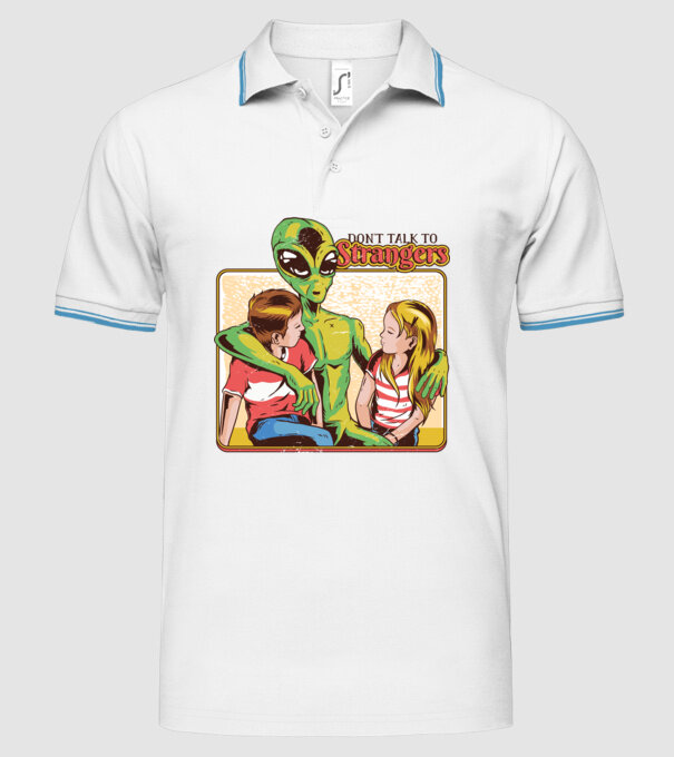Nu vorbi cu străini tricou amuzant Alien model alb pe tricou