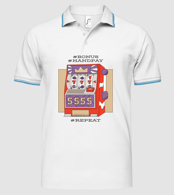 Slot machine model alb pe tricou
