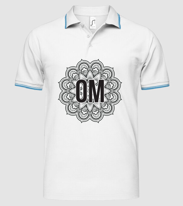 OM Mandala model alb pe tricou