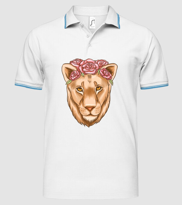 Doamnă leu model alb pe tricou