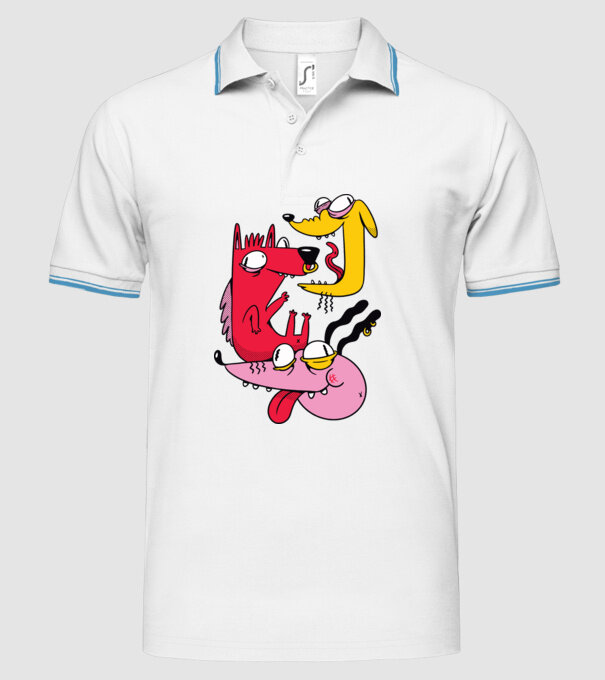 Câini nebuni model alb pe tricou