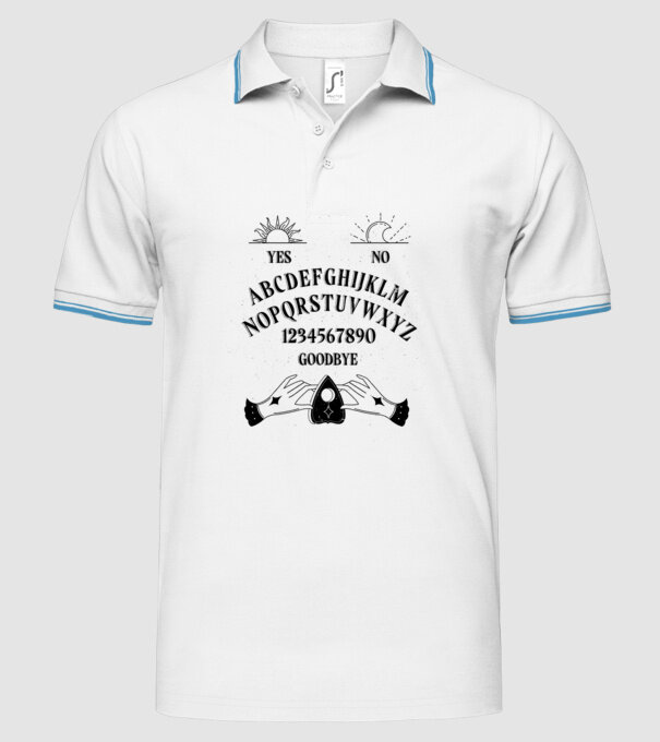 Motiv Ouija model alb pe tricou