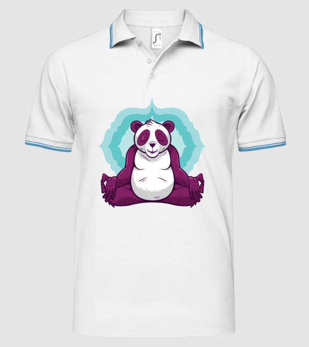 Panda Meditație model alb pe tricou