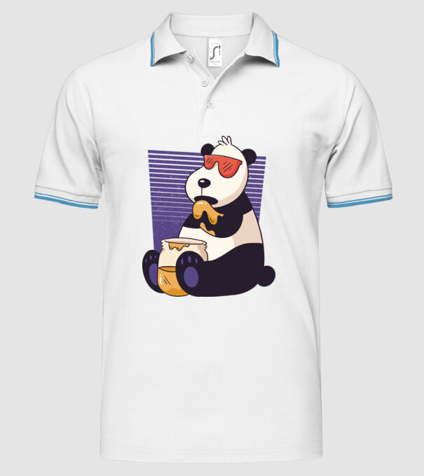 Panda cu miere model alb pe tricou