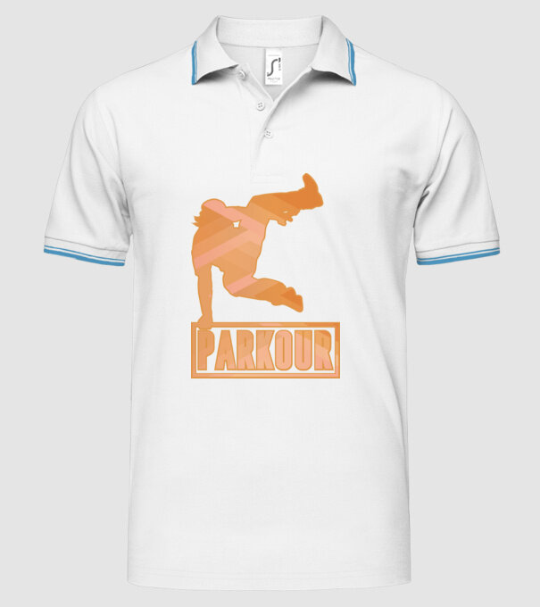 Tricou Parkour cu inscripție model alb pe tricou