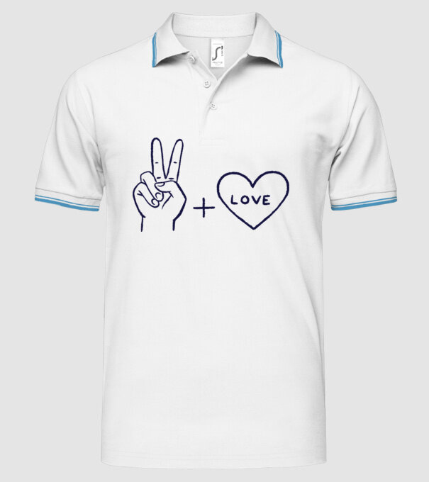Peace + Love model alb pe tricou