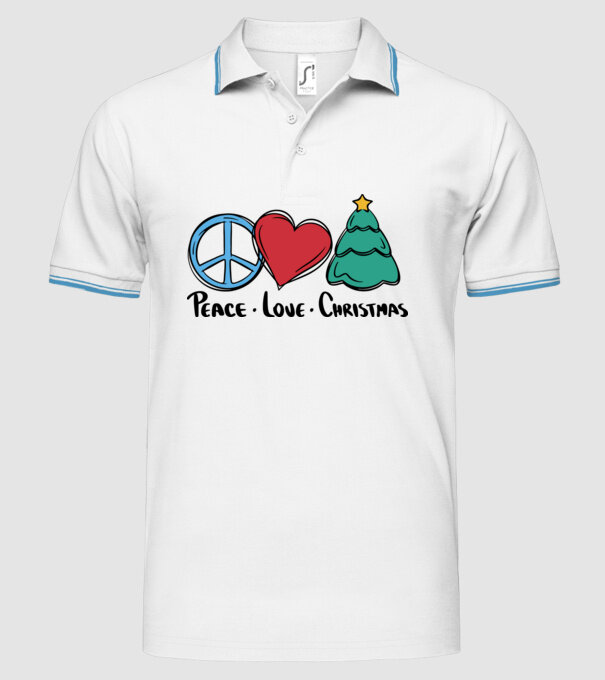 Peace Love Crăciun model alb pe tricou