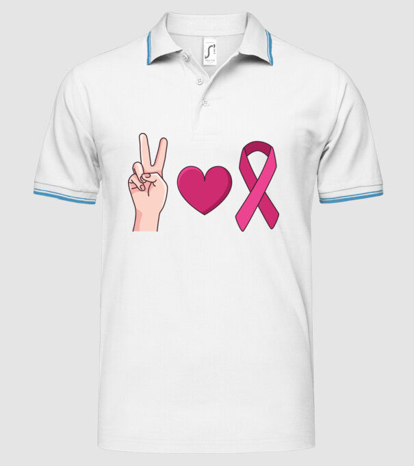 Peace Love lupta împotriva cancerului de sân model alb pe tricou
