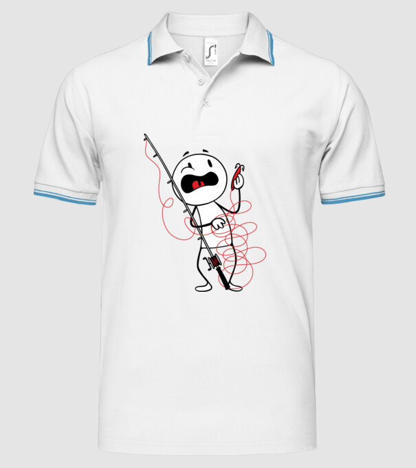 Încurcătură pescar model alb pe tricou