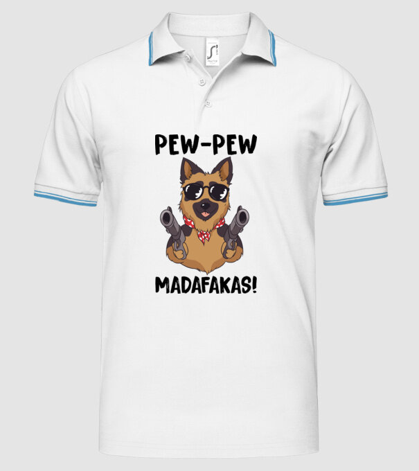 Pew Pew Pew Madafakas Ciobănesc german alb model alb pe tricou