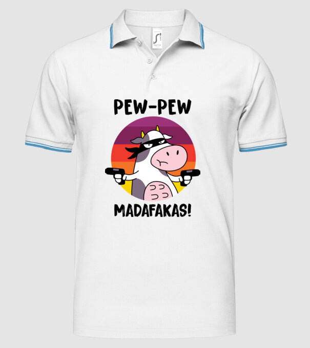 Pew Pew Pew Madafakas Vacă alb model alb pe tricou