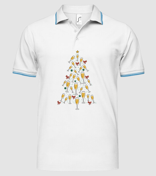 Pom de Crăciun cu Șampanie model alb pe tricou
