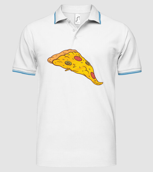 Felie de pizza Cuplu model alb pe tricou