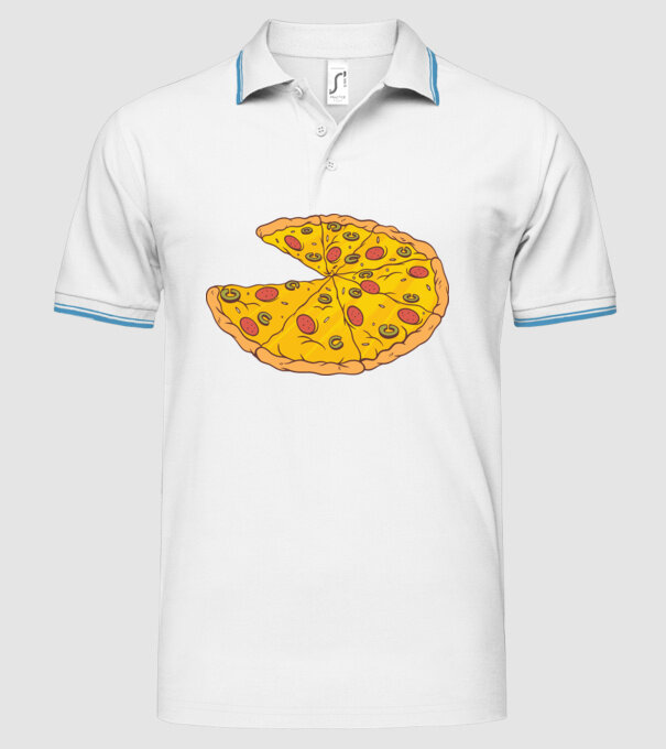 Felii de pizza Cuplu model alb pe tricou