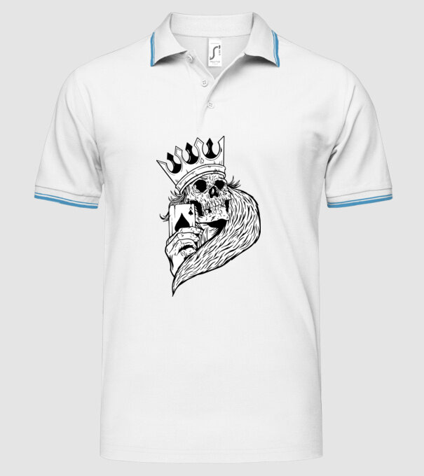 Craniu Poker model alb pe tricou