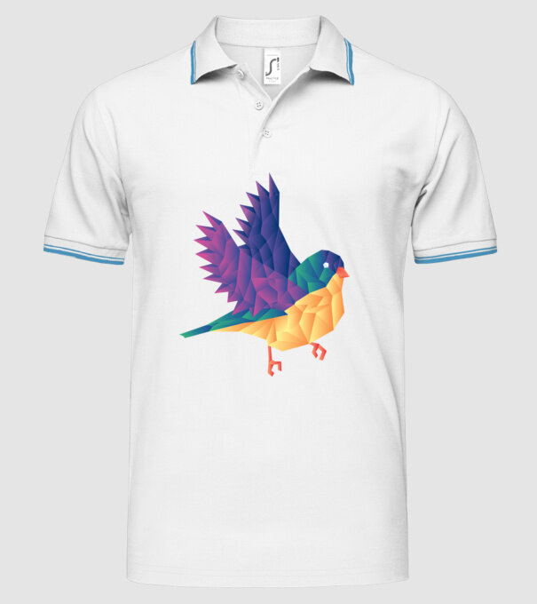 Pasăre Poligon model alb pe tricou