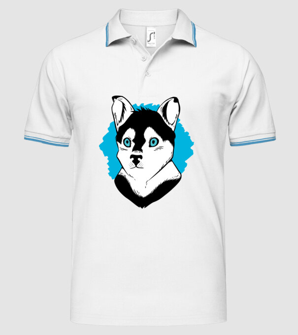 Câine Pomsky model alb pe tricou