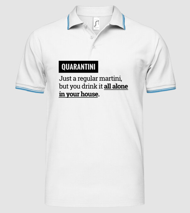 Quarantini - Martini model alb pe tricou