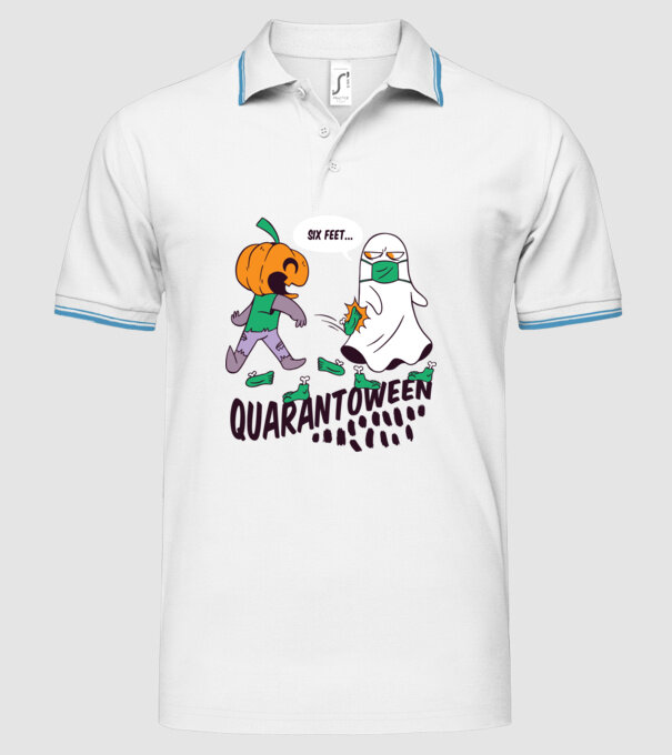 Quarantoween model alb pe tricou