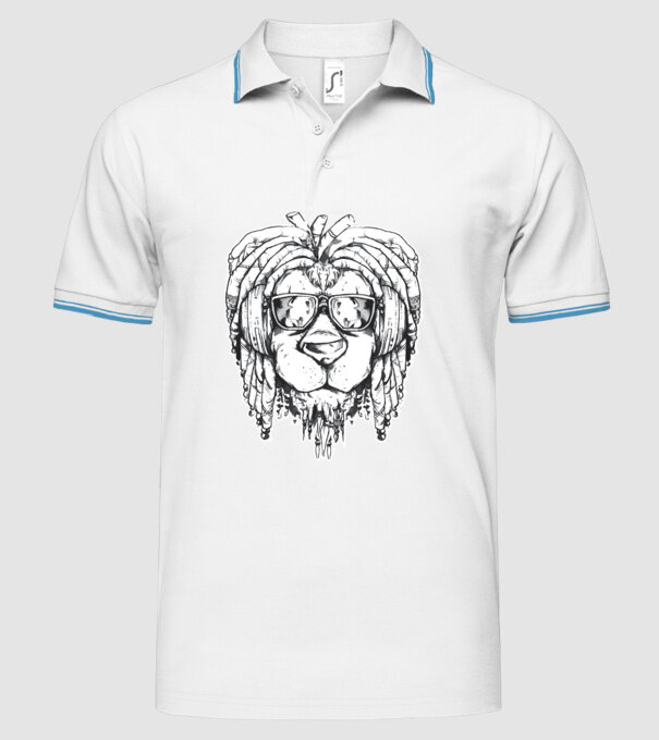 Leu Dreadlock model alb pe tricou