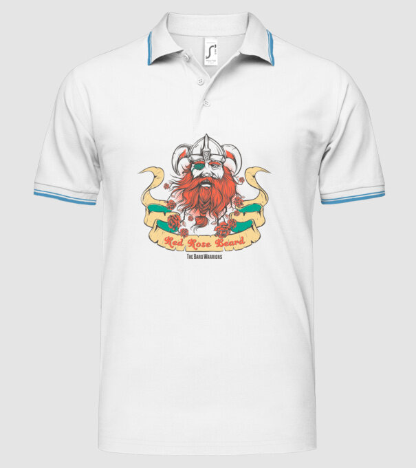 Red Rose Beards - Războinic Barbă model alb pe tricou