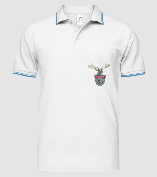 buzunar ren model alb pe tricou