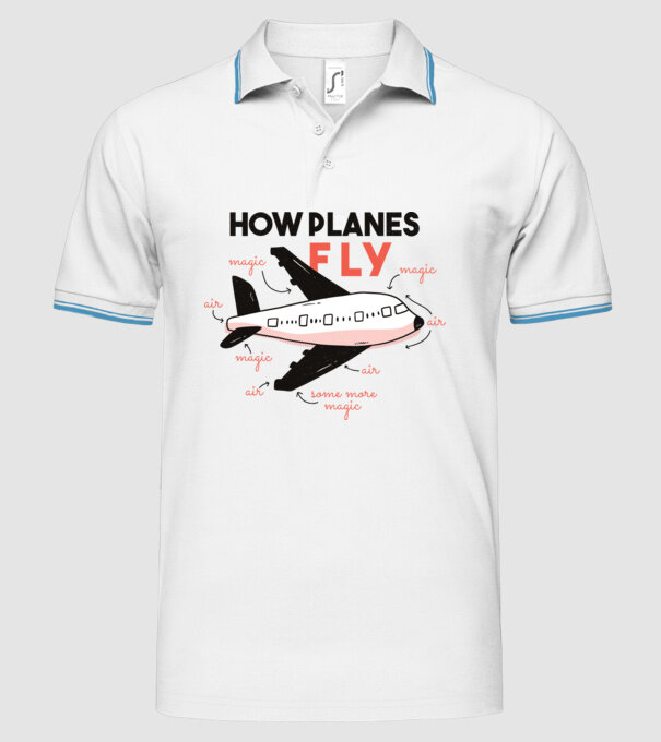 Descriere zbor model alb pe tricou