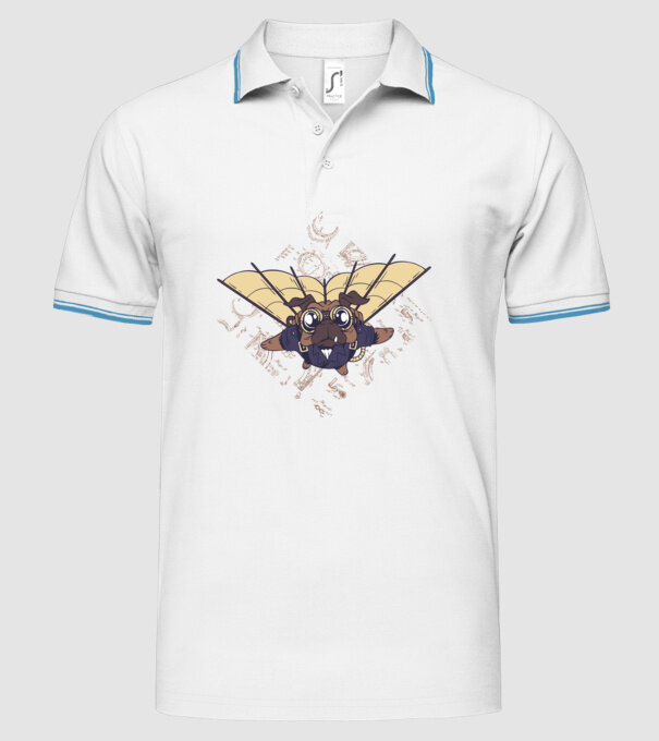 Mops Zburător model alb pe tricou