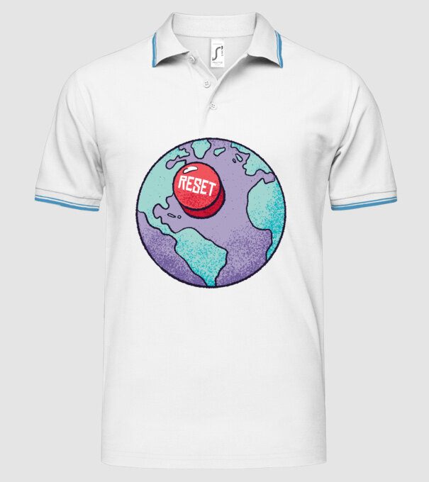 Reset Pământ model alb pe tricou