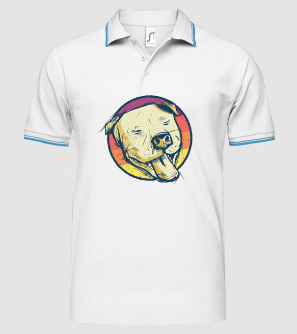 Cap Pitbull retro model alb pe tricou