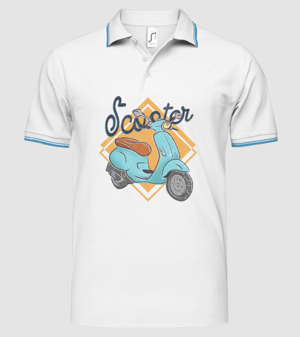 Scooter model alb pe tricou