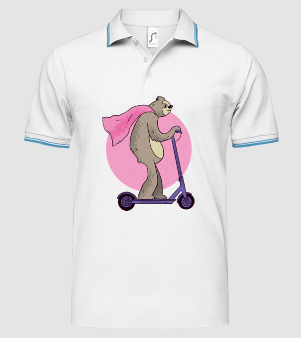 Leneș cu Trotinetă model alb pe tricou