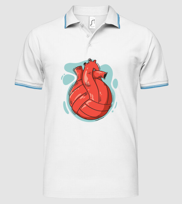 Inimă volei model alb pe tricou