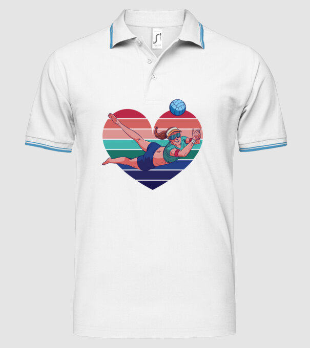 voleibalist retro model alb pe tricou