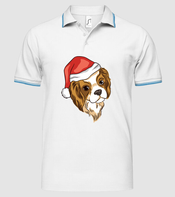 Santa Cocker Spaniel model alb pe tricou