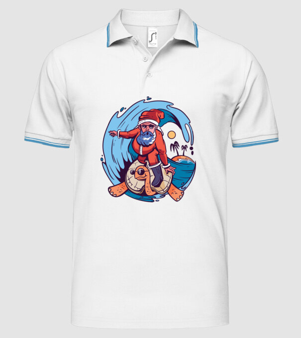 Santa Surf model alb pe tricou