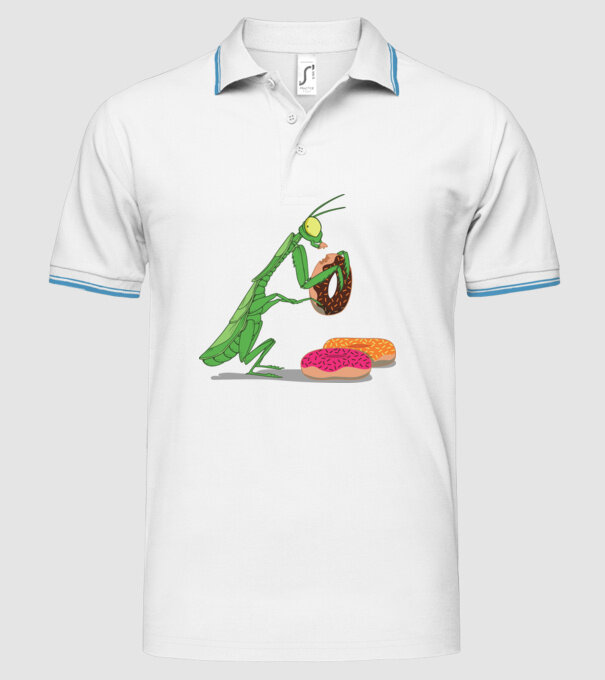 Lăcustă cu gogoașă model alb pe tricou
