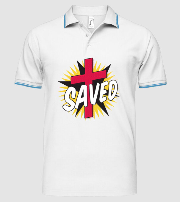 Saved Isus Cruce model alb pe tricou
