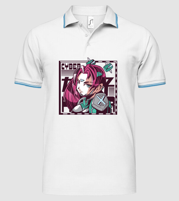 Anime fată Sci-fi model alb pe tricou