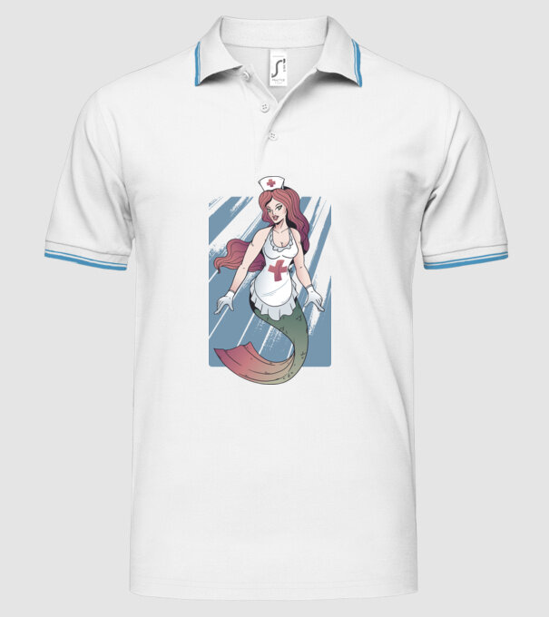 Infirmieră sirenă model alb pe tricou