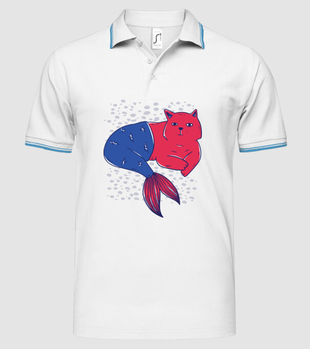 Pisică Sirenă model alb pe tricou