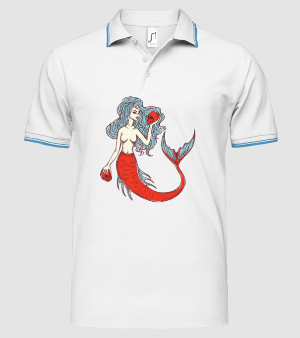 Sirenă cu craniu model alb pe tricou