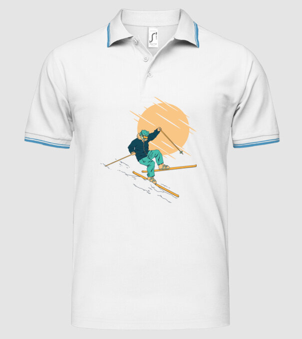Căzătură schior model alb pe tricou