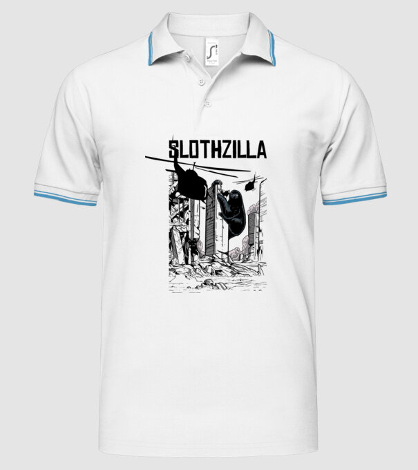 Slothzilla la atac amuzant tricou leneș amuzant model alb pe tricou