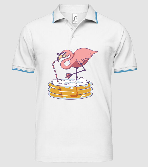 Flamingo cu bere model alb pe tricou