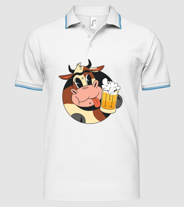 Vacă cu bere model alb pe tricou