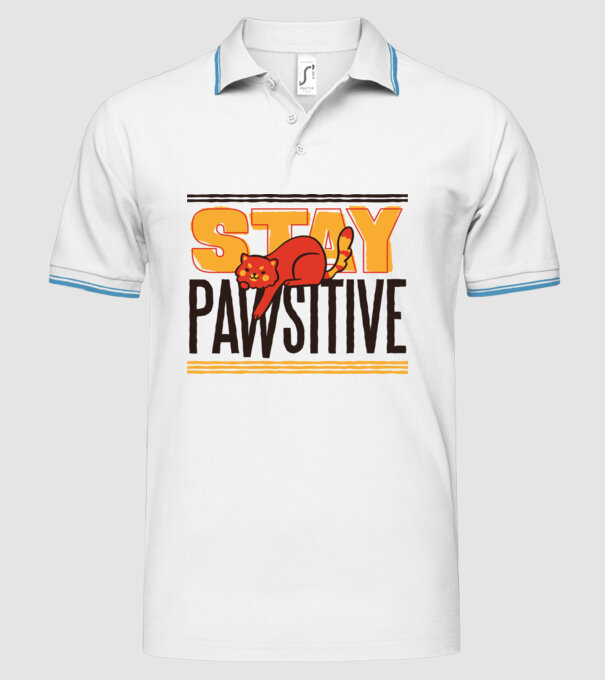 Stay Pawsitive model alb pe tricou