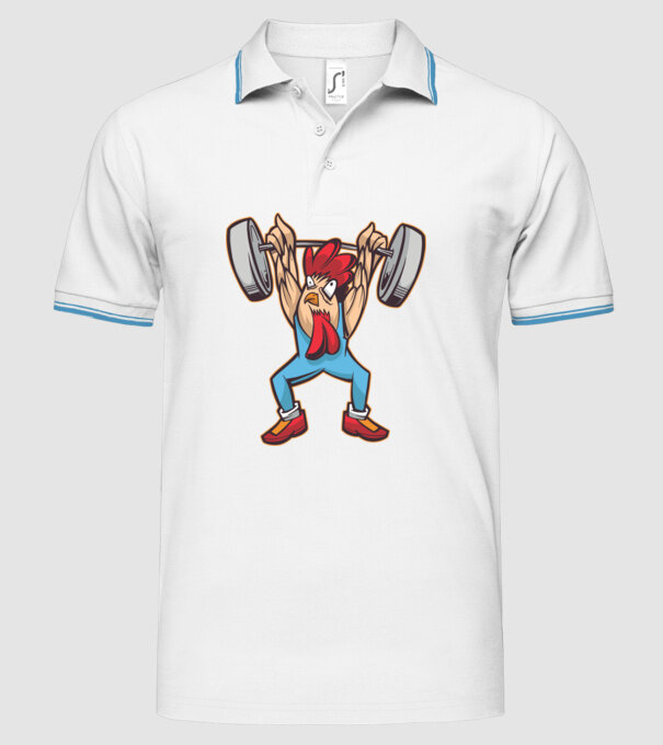 Pui Halterofil model alb pe tricou