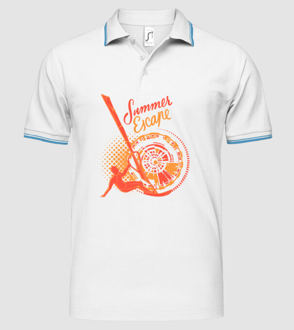 Summer Escape Surf model alb pe tricou